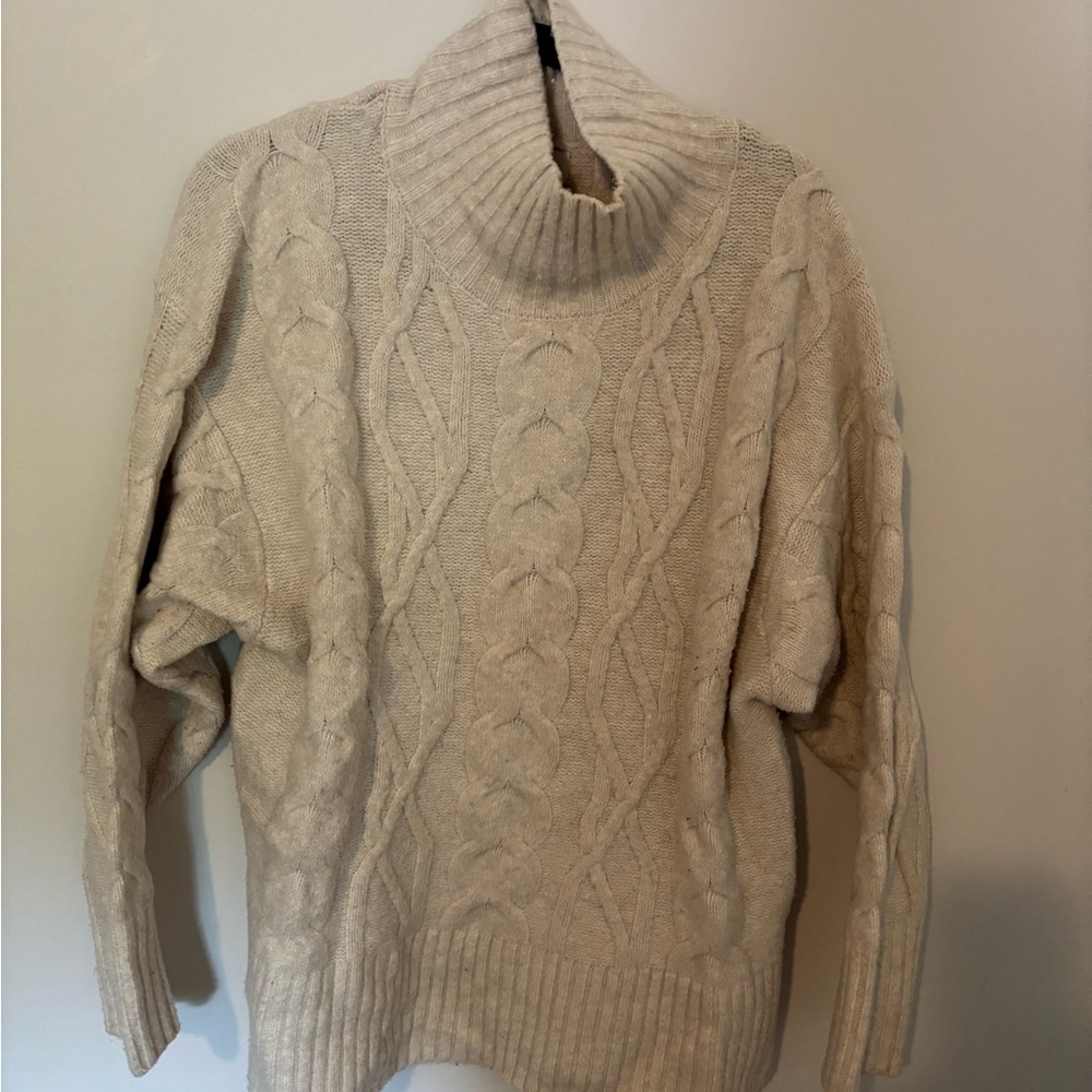 a new day Cream Cable Knit Turtleneck Sweater